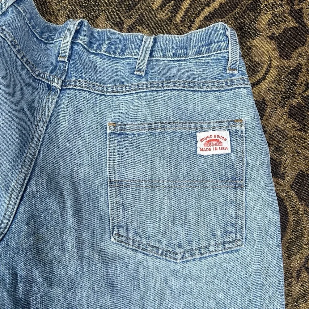 Vtg Round House Jeans Mens Size 34x32 Blue Light Denim Pants Made In USA
